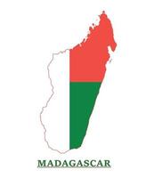 design de mapa da bandeira nacional de madagascar, ilustração da bandeira do país de madagascar dentro do mapa vetor