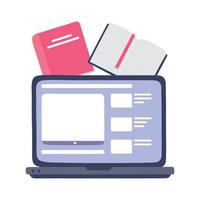 treinamento on-line, livro de lição de casa do site para laptop, educação e cursos de aprendizagem digital vetor