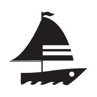 viagens de verão e transporte de veleiro de férias em ícone isolado de estilo de silhueta vetor