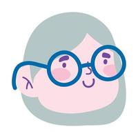 mulher com óculos rosto personagem de desenho animado isolado ícone design fundo branco vetor
