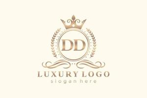 modelo de logotipo de luxo real de letra dd inicial em arte vetorial para restaurante, realeza, boutique, café, hotel, heráldica, joias, moda e outras ilustrações vetoriais. vetor