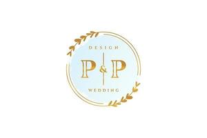 monograma de beleza pp inicial e logotipo de caligrafia de design de logotipo elegante de assinatura inicial, casamento, moda, floral e botânico com modelo criativo. vetor