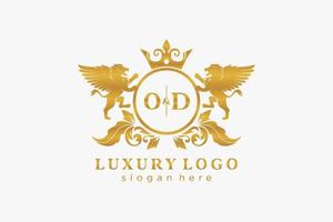 modelo inicial de logotipo de luxo real od lion em arte vetorial para restaurante, realeza, boutique, café, hotel, heráldica, joias, moda e outras ilustrações vetoriais. vetor