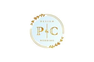 monograma de beleza de pc inicial e logotipo de caligrafia de design de logotipo elegante de assinatura inicial, casamento, moda, floral e botânico com modelo criativo. vetor