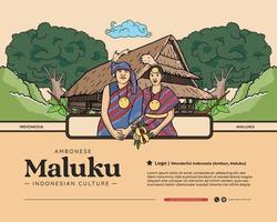 ilustração handrawn da cultura da indonésia de maluku para inspiração de pôster vetor