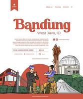 turismo de bandung ilustração desenhada à mão para postagem de mídia social vetor