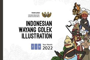 ilustração de show de marionetes indonésio desenhado à mão postagens de mídia social vetor