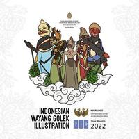 ilustração indonésia wayang golek com fundo branco vetor