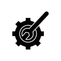 ilustração de ícone de glifo de engrenagem com chave. adequado para ícone de reparo. ícone ilustração relacionada reparo, manutenção. design vetorial simples editável vetor