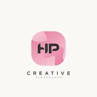 elementos de modelo de design de ícone de logotipo de letra inicial hp com arte colorida de onda. vetor