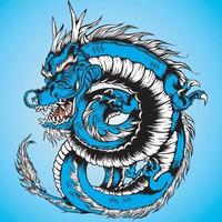 ilustração vetorial de dragão de cor azul vetor