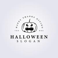 design de ilustração de logotipo de vetor de abóbora de halloween com raiva