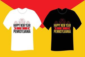 feliz ano novo no design de camiseta da pensilvânia vetor
