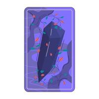 design celestial mágico de cartão de tarô. ilustração vetorial de lua mística. mão desenhada ilustração vetorial. cartão de tarô boho esotérico com cristal. vetor