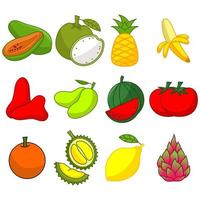 pacote de vetor de ilustração de frutas fofas