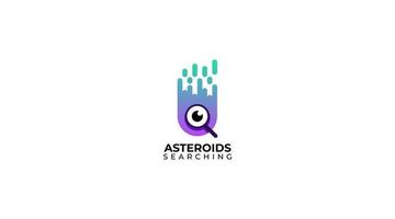 ilustração do design e vetor de logotipo de pesquisa de asteroide letra u