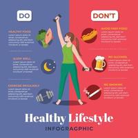 infográfico de vida saudável faz e não conceito vetor