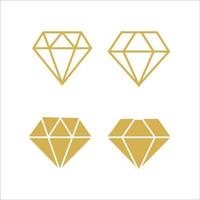 conjunto de ícones de logotipo de vetor de diamante de ouro