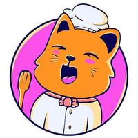 mascote fofo de chef de ilustração de gato vetor