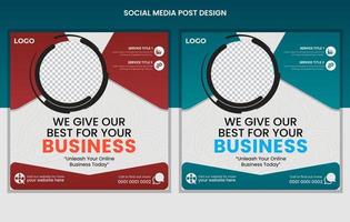 design de postagens de mídia social corporativa, modelo de variação de cor de banners da web de negócios, conjunto de modelo de postagem quadrada editável vetor