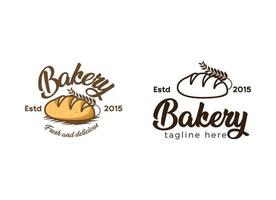 pão fresco e conceito de design de logotipo de padaria. logotipo da padaria croissant vetor