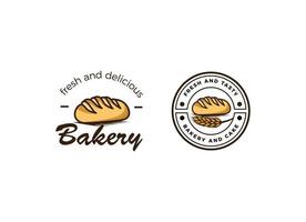 pão fresco e conceito de design de logotipo de padaria. logotipo da padaria croissant vetor