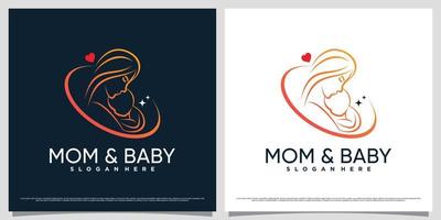 modelo de design de logotipo de mãe e bebê com estilo de arte de linha e conceito de elemento criativo vetor