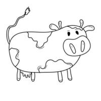 ilustração de doodle com vaca bonita. ilustração vetorial desenhada à mão isolada no fundo branco vetor