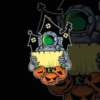 astronauta comemora ilustração de halloween vetor