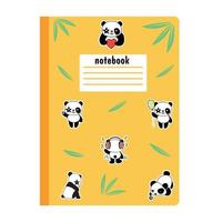 um caderno escolar com um simpático panda fofo. ilustração vetorial vetor