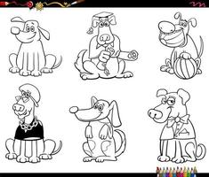 desenho de personagens de cães ou filhotes de desenho animado para colorir e imprimir vetor