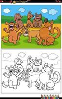 desenho de cachorros de desenho animado grupo de personagens de animais para colorir vetor
