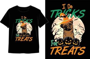 eu faço truques para guloseimas design de camiseta de halloween. vetor