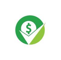 design de logotipo de cheque de dinheiro. design de símbolo de ícone de dinheiro. bom modelo de logotipo de pagamento. vetor