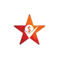 cheque dinheiro design de logotipo de conceito de forma de estrela. design de símbolo de ícone de dinheiro. bom modelo de logotipo de pagamento vetor