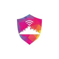 design de ícone de logotipo de montanha wifi. modelo de ícone de sinal de montanha. vetor