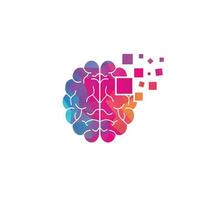 ilustração em vetor design de logotipo de tecnologia de cérebro digital.