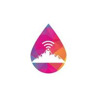 design de ícone de logotipo de montanha wifi. modelo de ícone de sinal de montanha. vetor