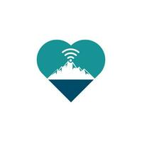 design de ícone de logotipo de montanha wifi. modelo de ícone de sinal de montanha. vetor