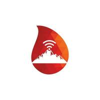 design de ícone de logotipo de montanha wifi. modelo de ícone de sinal de montanha. vetor