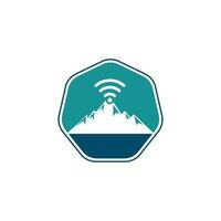 design de ícone de logotipo de montanha wifi. modelo de ícone de sinal de montanha. vetor