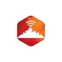 design de ícone de logotipo de montanha wifi. modelo de ícone de sinal de montanha. vetor