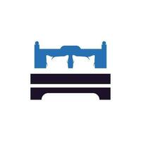 design de logotipo de vetor de cama. design de logotipo de ícone de loja de cama.