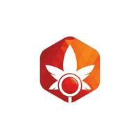 modelo de vetor de design de logotipo de pesquisa de cannabis. combinação de folha de maconha e logotipo de lupa. cânhamo e símbolo ou ícone de ampliação.