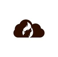 modelo de design de logotipo de vetor de conceito de forma de nuvem de fogo de lobo.
