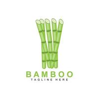 design de logotipo de bambu, vetor de árvore verde, comida de panda, ilustração de modelo de marca de produto