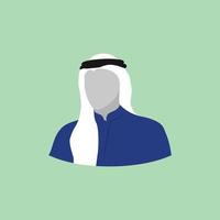 homem árabe sem rosto na ilustração vetorial plana de fundo verde vetor