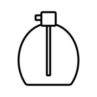 ícone preto e branco é um simples linear elegante cosméticos glamourosos, frasco de vidro com perfume, adicolon, água de toalete com um cheiro agradável e orientação de beleza. ilustração vetorial vetor