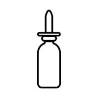 pequenas gotas nasais farmacêuticas médicas em uma jarra para o tratamento de rinite, um simples ícone preto e branco em um fundo branco. ilustração vetorial vetor