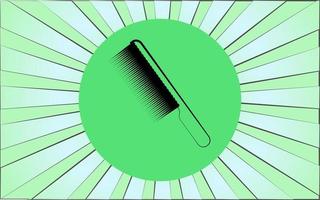 ícone redondo linear pentes em uma barbearia em um fundo de raios verdes abstratos. ilustração vetorial vetor